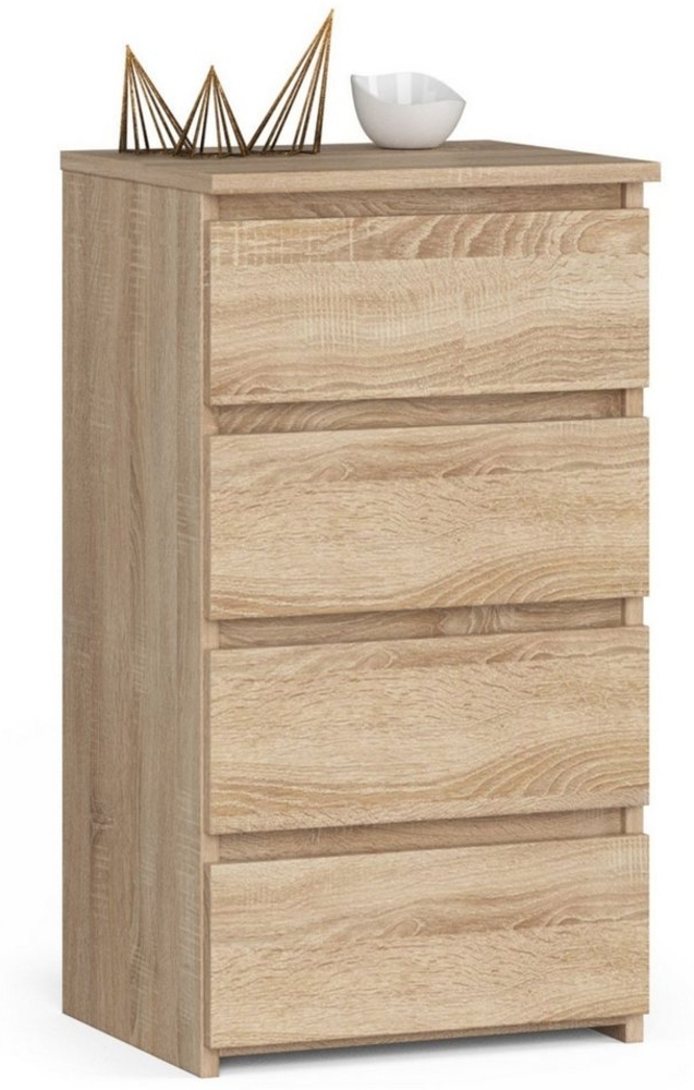 Home Collective Kommode 40 cm breit Holz Highboard Sideboard für Flur Schlafzimmer Wohnzimmer (Mehrzweckschrank Schrank schmal Kommode Schlafzimmer mit Schubladen), Kinderzimmer Organizer, 73 cm hoch mit 4 Schubladen sonoma Eiche Bild 1