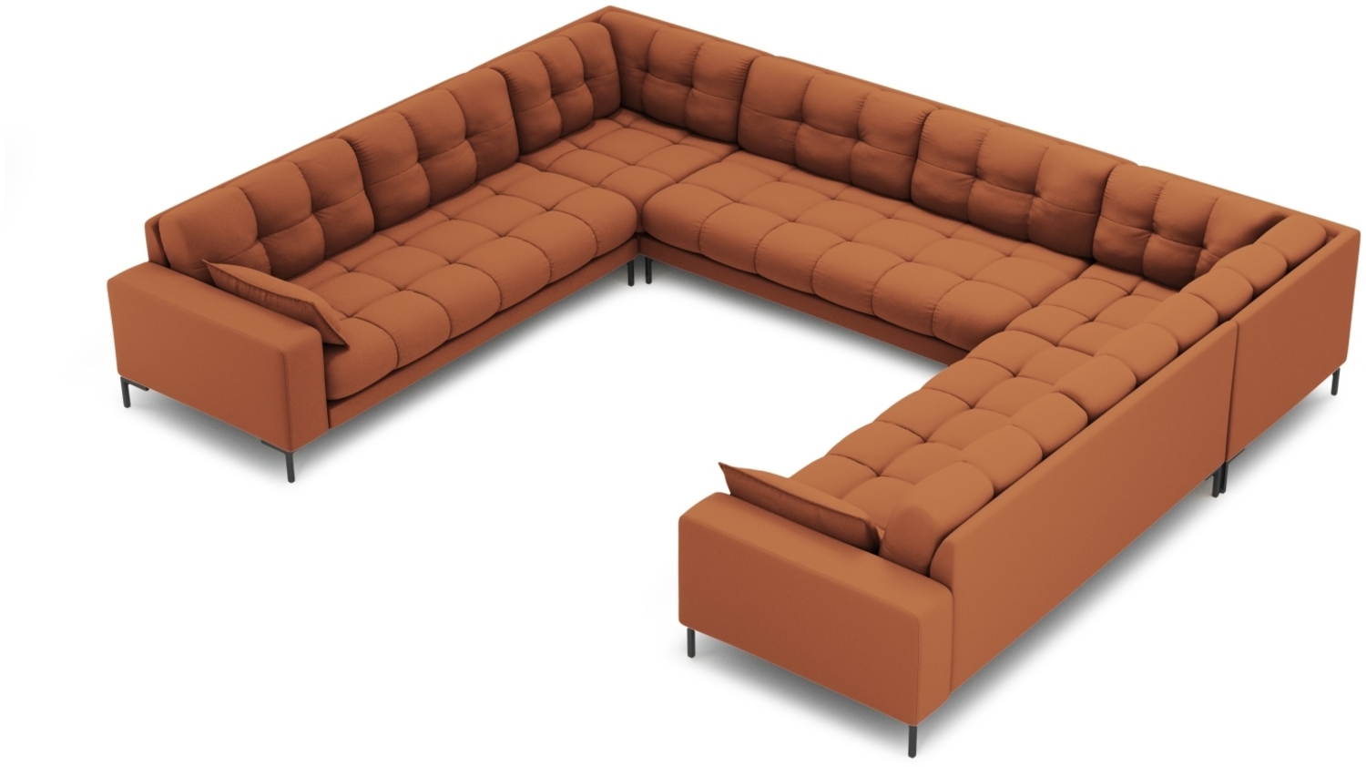 Micadoni Wohnlandschaft Mamaia 9-Sitzer Strukturierter Stoff Neve Ziegel schwarze Beine Bild 1