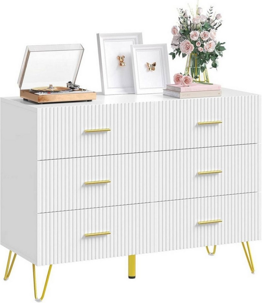 Woltu Kommode (1 St), Schubladenschrank mit 6 Schubladen, Weiß+Gold Bild 1