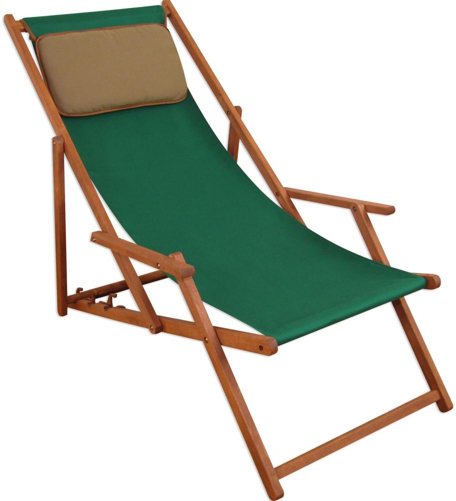 Deckchair grün Liegestuhl klappbare Sonnenliege Gartenliege Holz Strandstuhl Gartenmöbel 10-304 KD Bild 1