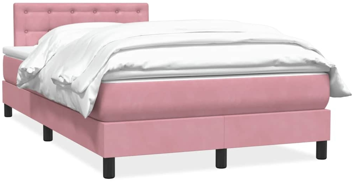 vidaXL Boxspringbett mit Matratze Rosa 120x220 cm Samt 3316640 Bild 1