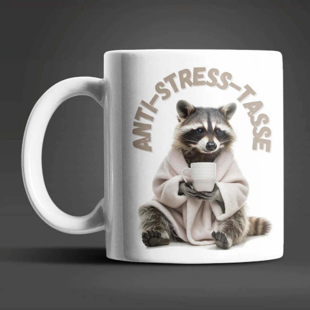 WS-Trend Tasse Waschbär Anti Stress Keramik Kaffeetasse Teetasse Geschenke, Keramik Bild 1