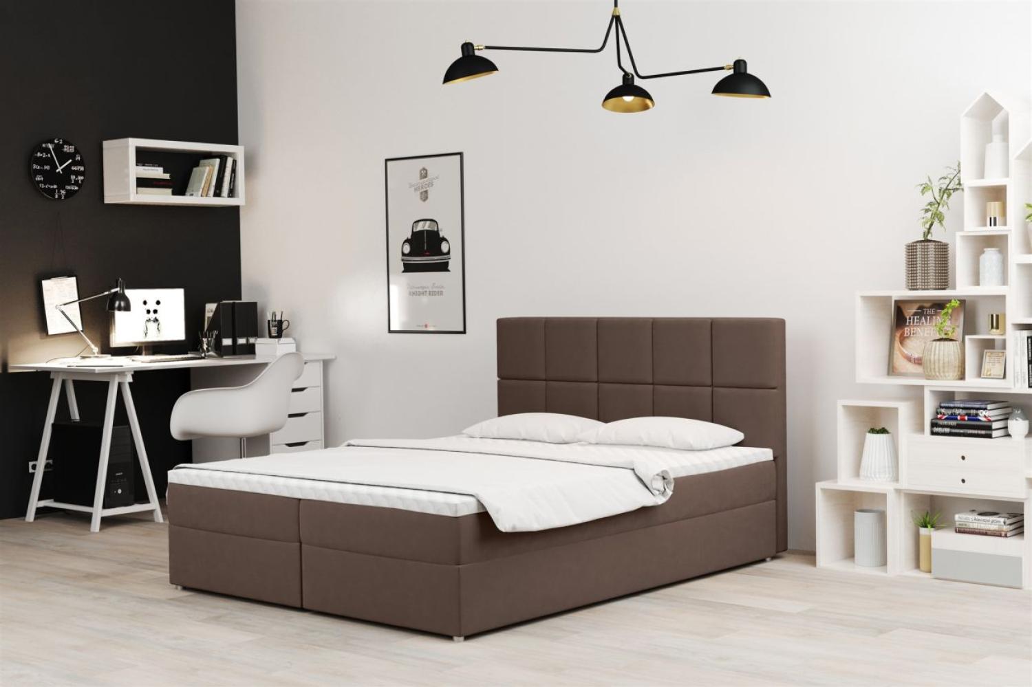 Boxspringbett Schlafzimmerbett FRASCO 120x200cm in Stoff Soro Braun Bild 1