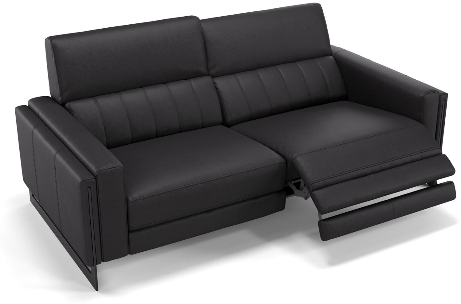 Sofanella 2-Sitzer MARA Ledercouch Relaxsofa Sofa in Schwarz Bild 1