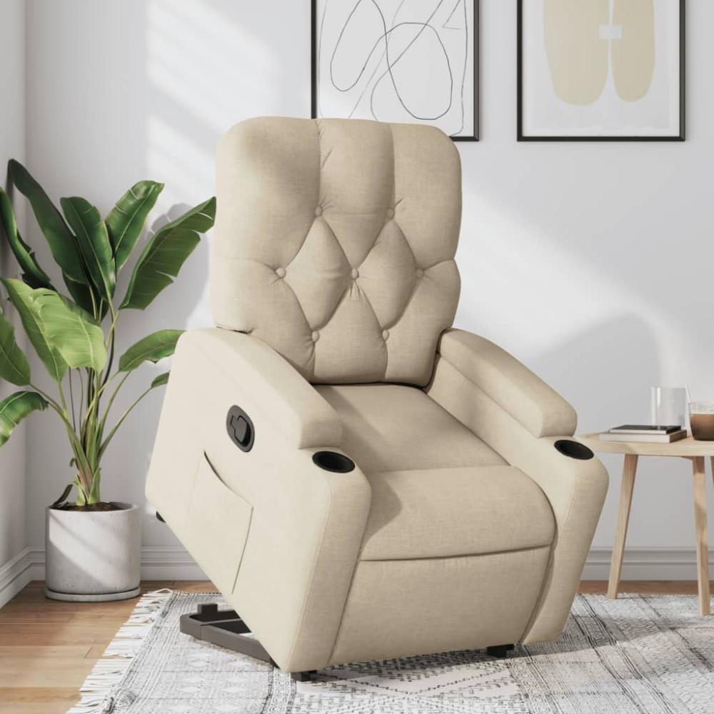 vidaXL Relaxsessel mit Aufstehhilfe Creme Stoff 3204719 Bild 1