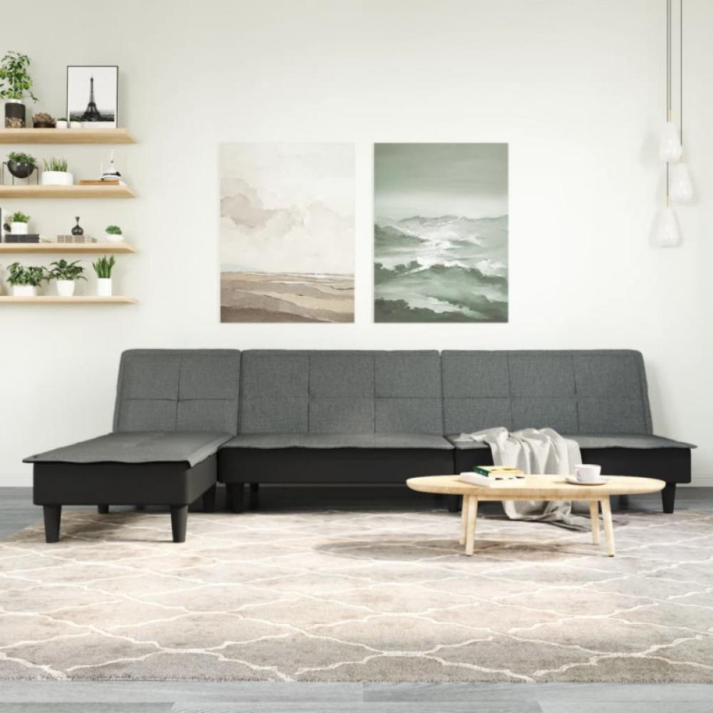 Schlafsofa in L-Form Dunkelgrau 255 x 140 x 70 cm Stoff Bild 1