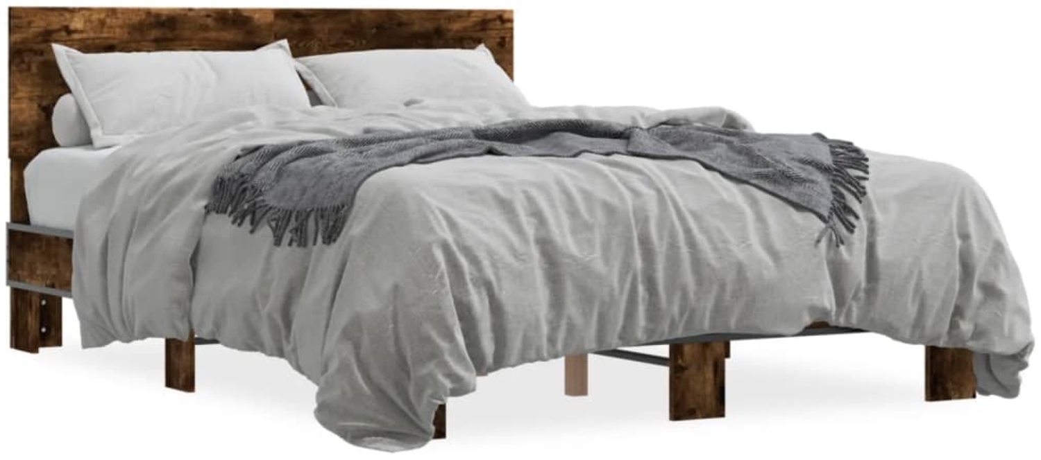 vidaXL Bettgestell Räuchereiche 120x200 cm Holzwerkstoff und Metall 3280199 Bild 1