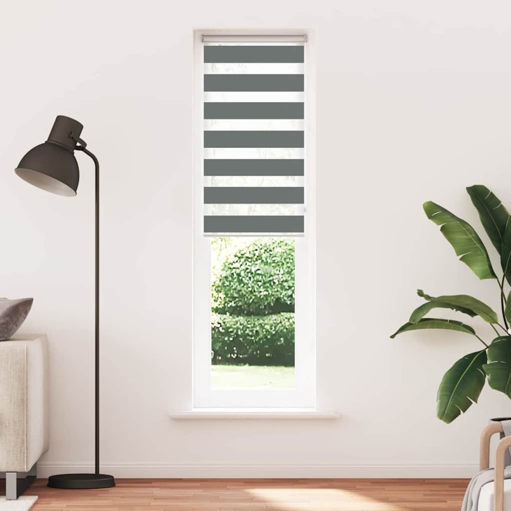 vidaXL Zebrarollo Dunkelgrau 65x200 cm Stoffbreite 60,9 cm Polyester 4014150 Bild 1