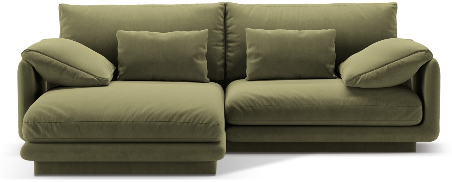 Micadoni Ecksofa Torino 3-Sitzer Links Samt Hellgrün Bild 1