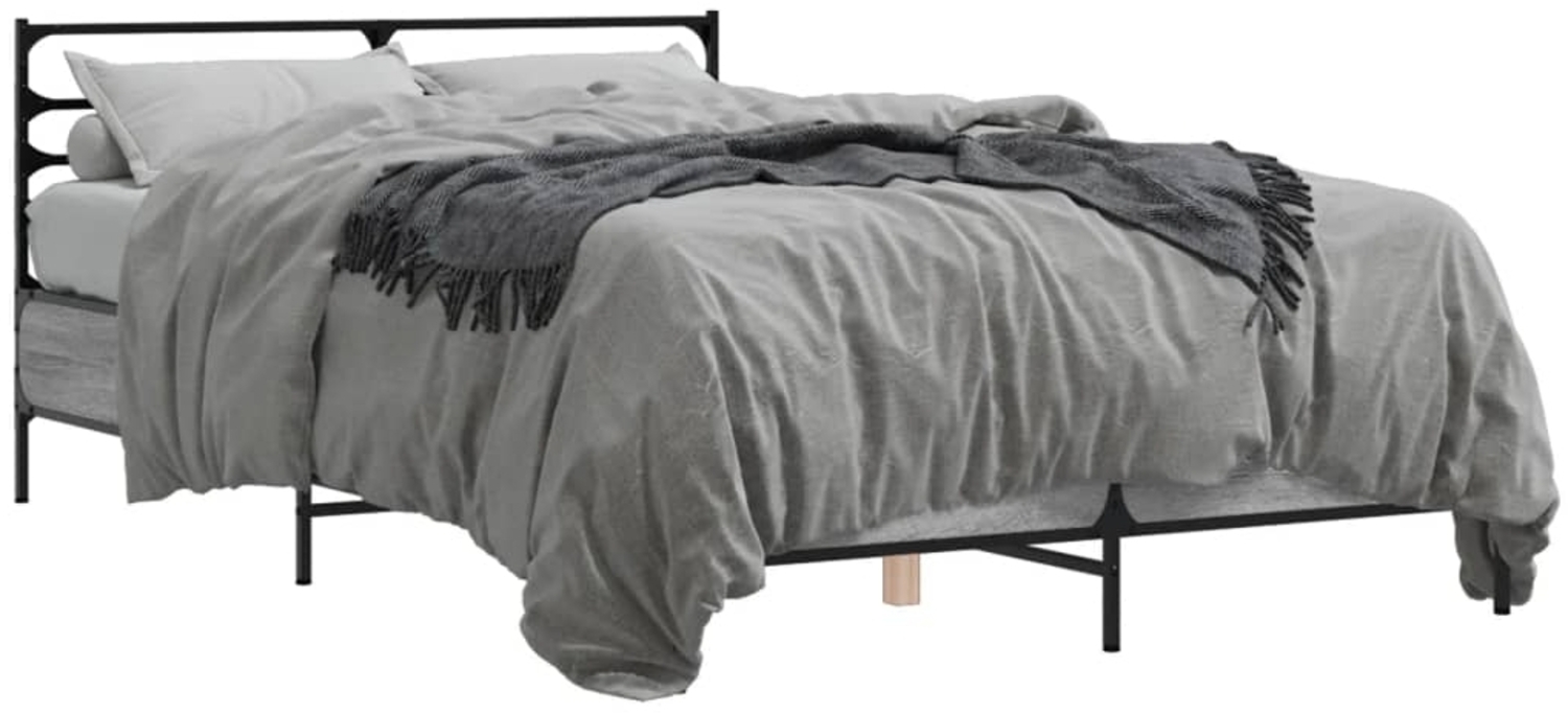 vidaXL Bettgestell Grau Sonoma 120x200 cm Holzwerkstoff und Metall 3280040 Bild 1