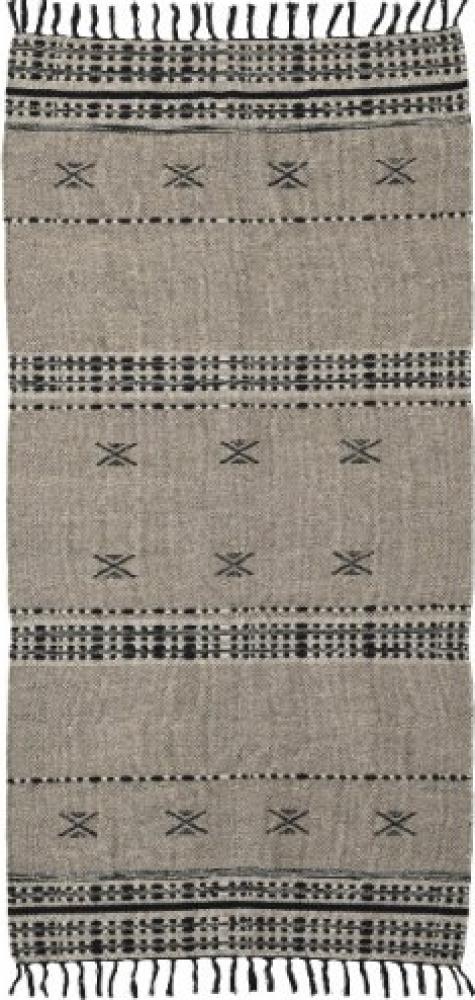 Teppich Cros in Grau aus Wolle und Baumwolle mit Muster, 90 x 200 cm Bild 1