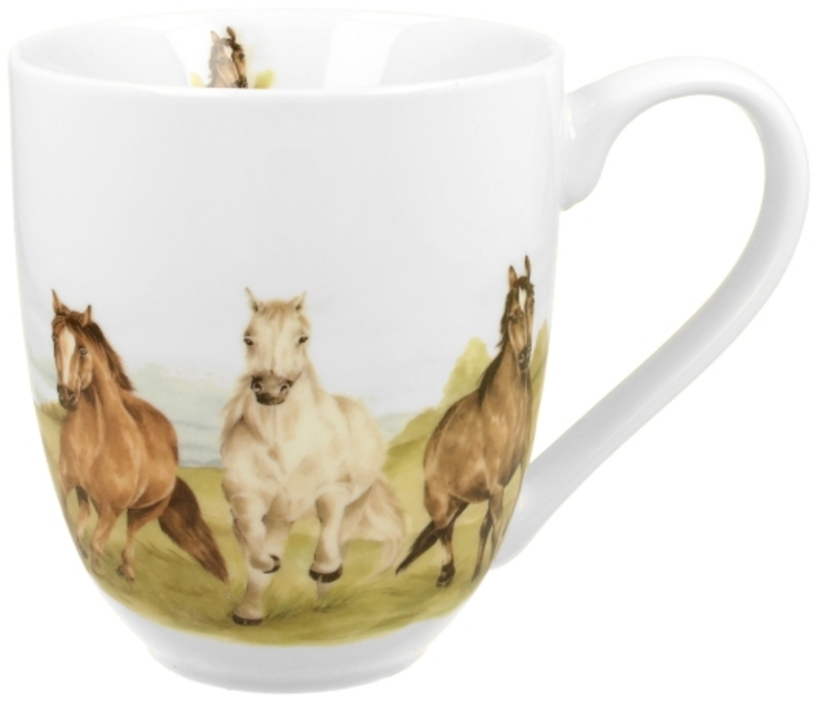 DUO ANIMALS XXL Becher 1000 ml PFERDE (Horses at Gallop) New Bone China Porzellan Bild 1