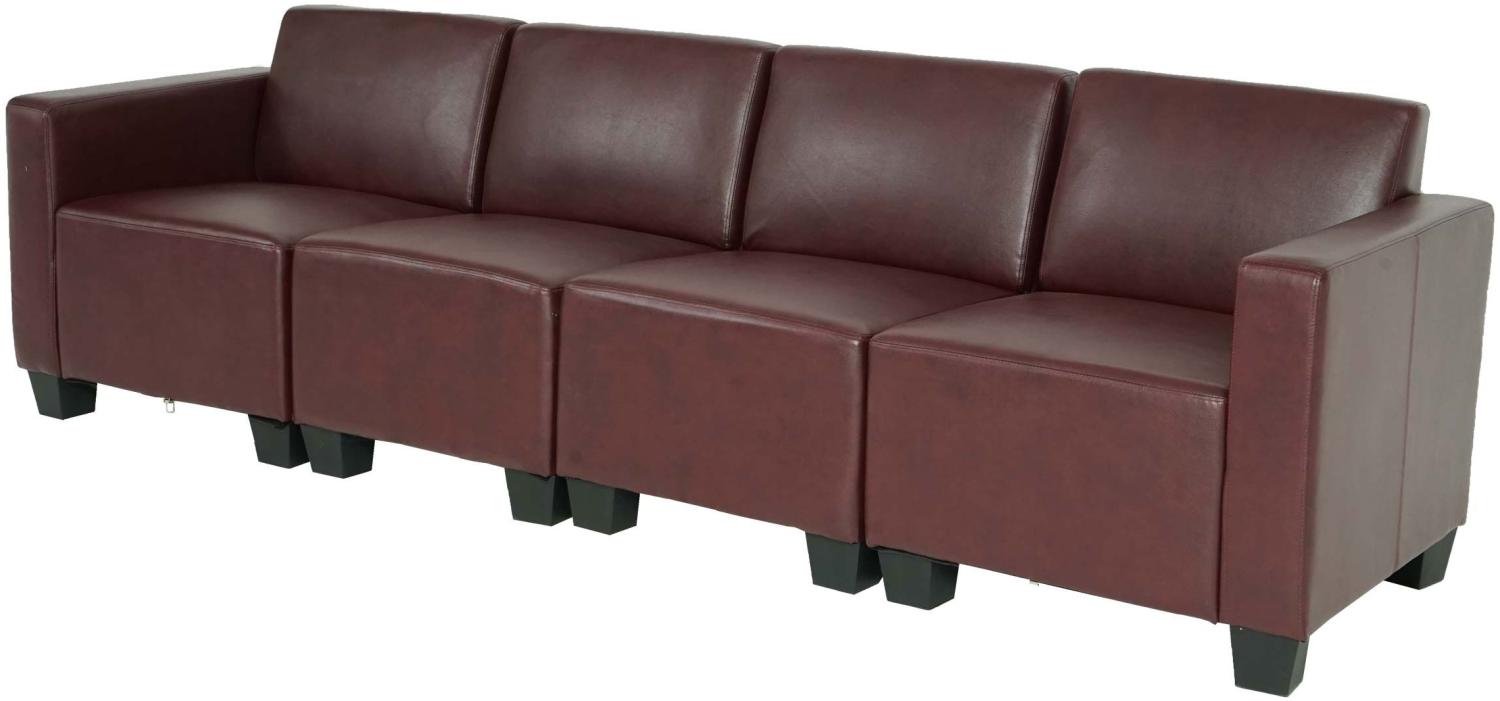 Modular 4-Sitzer Sofa Couch Lyon, Kunstleder ~ rot-braun Bild 1