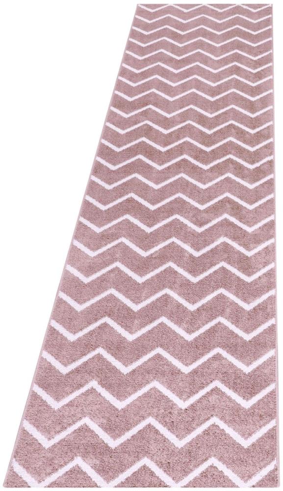 Kurzflor Teppich Roberto Läufer - 80x250 cm - Rosa Bild 1