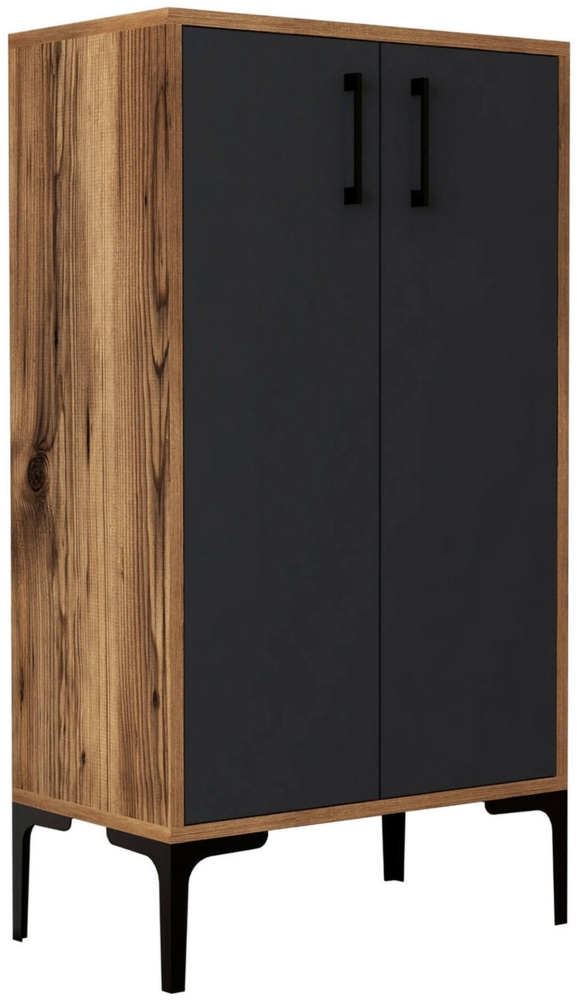 Dmora Schuhschrank Axarix, Schuhregal, Mehrzweck-Eingangsgarderobe, Möbel für Schuhe, 60x35h111 cm, Walnuss und Anthrazit Bild 1