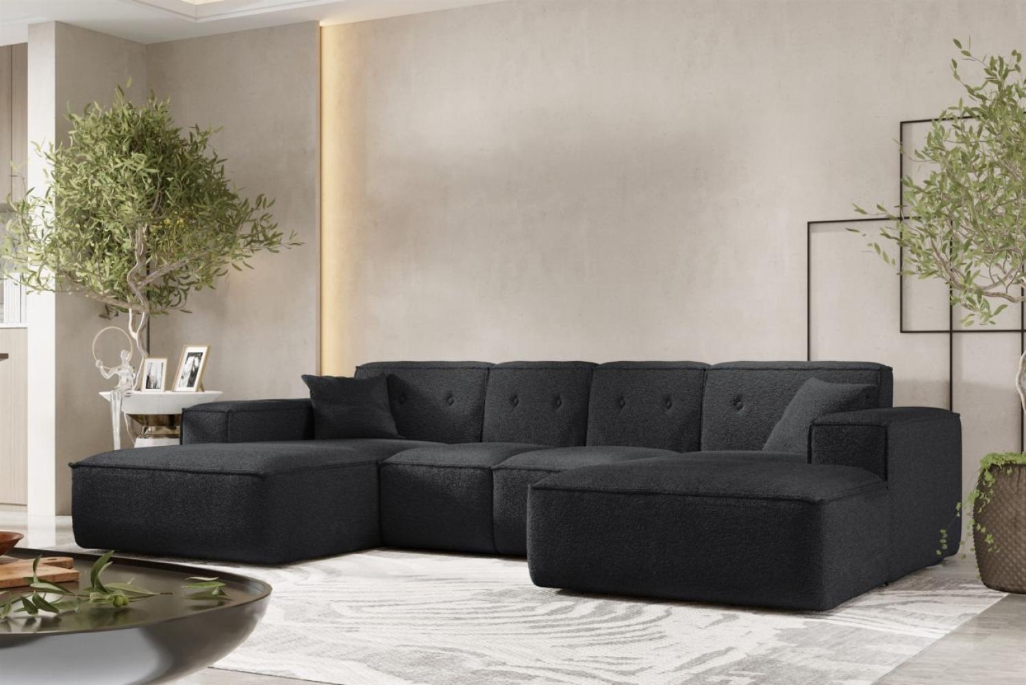 Wohnlandschaft Sofa U-Form CESINA XS in Stoff Ascot Bukla Schwarz Bild 1