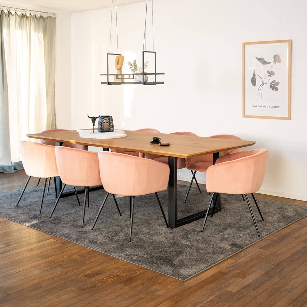 HOME DELUXE Essgruppe Eckig AVENCIA inkl. U-Fuß - 240 x 120 cm Light Oak 8 Stühle Bild 1