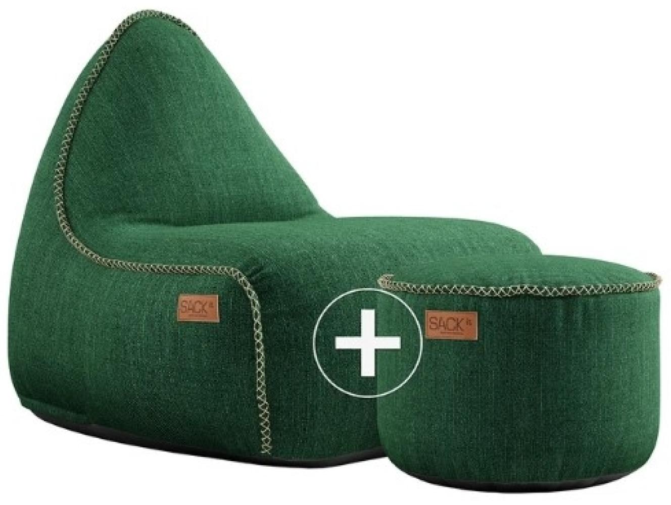 RETROit Cobana Outdoor Sitzsack Loungsessel mit Hocker – Sparset grün Bild 1