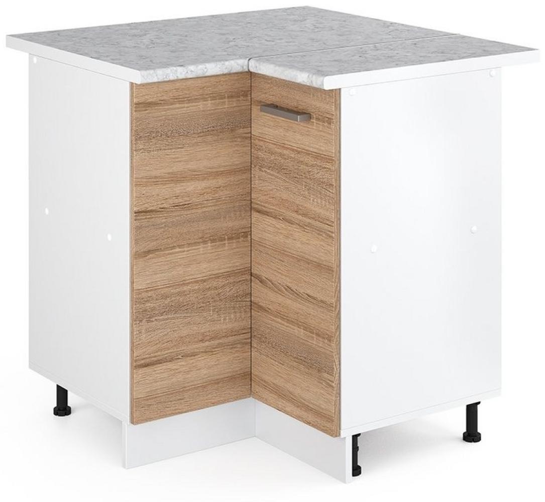 Vicco Küchenschrank R-Line Hängeschrank Unterschrank Küchenzeile Küchenunterschrank Arbeitsplatte, Möbel verfügbar in anthrazit und weiß (Sonoma mit Arbeitsplatte, Eckunterschrank 87 cm) Bild 1