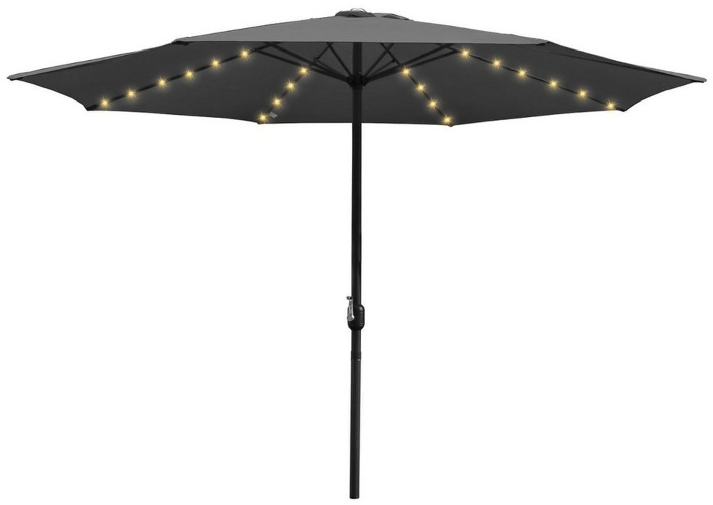 Clanmacy Sonnenschirm Ø3.5m Gartenschirm LED Ampelschirm Marktschirm Strandschirm UV Grau, LxB: 350x350 cm, Stabiler knickbar/für Garten, Balkon, Terasse/Sonnenschutz Bild 1
