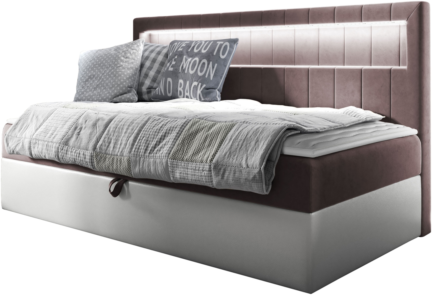 Boxspringbett 'Gladino Junior 2' rosa 80 x 200 cm Bild 1