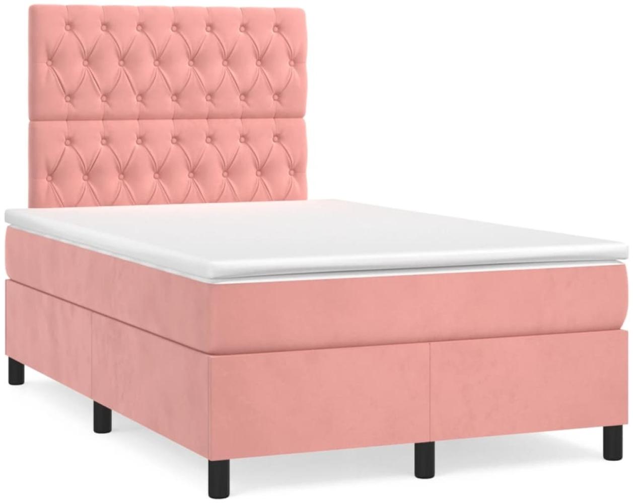 vidaXL Boxspringbett mit Matratze & LED Rosa 120x190 cm Samt 3270334 Bild 1