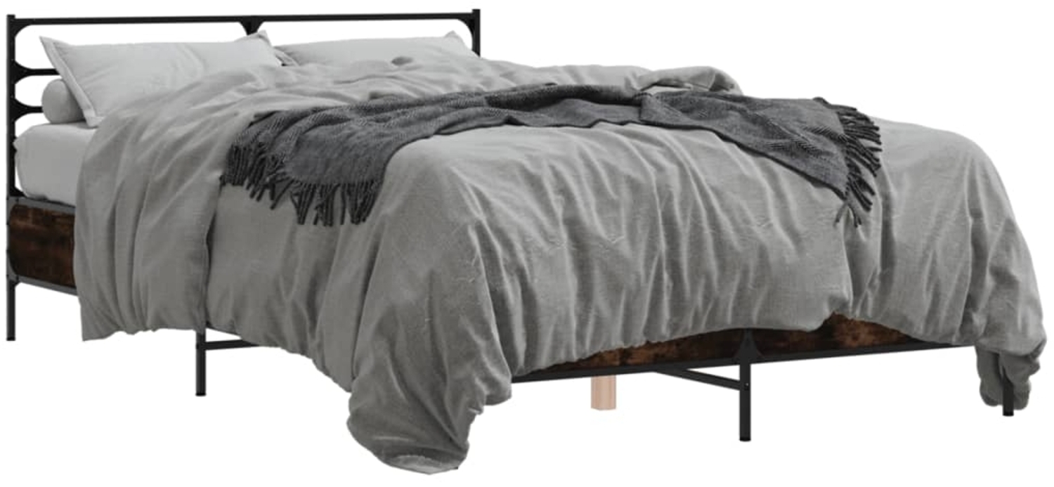 vidaXL Bettgestell Räuchereiche 140x190 cm Holzwerkstoff und Metall 3280079 Bild 1