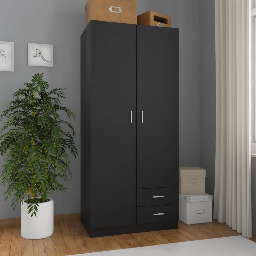 vidaXL Kleiderschrank Schwarz 80 x 52 x 180 cm Holzwerkstoff 800640 Bild 1