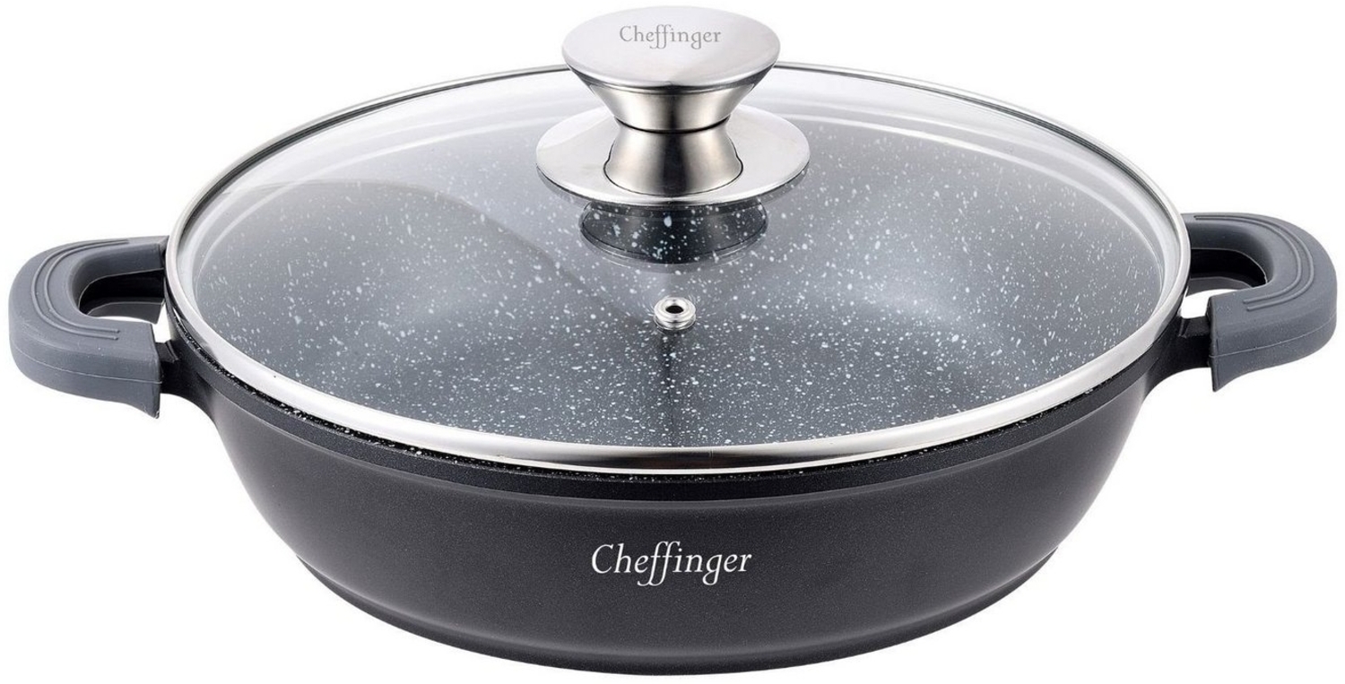 Pfanne Bratpfanne Schmorpfanne mit Glasdeckel Aluguss Ø36cm CF-SC36 Bild 1