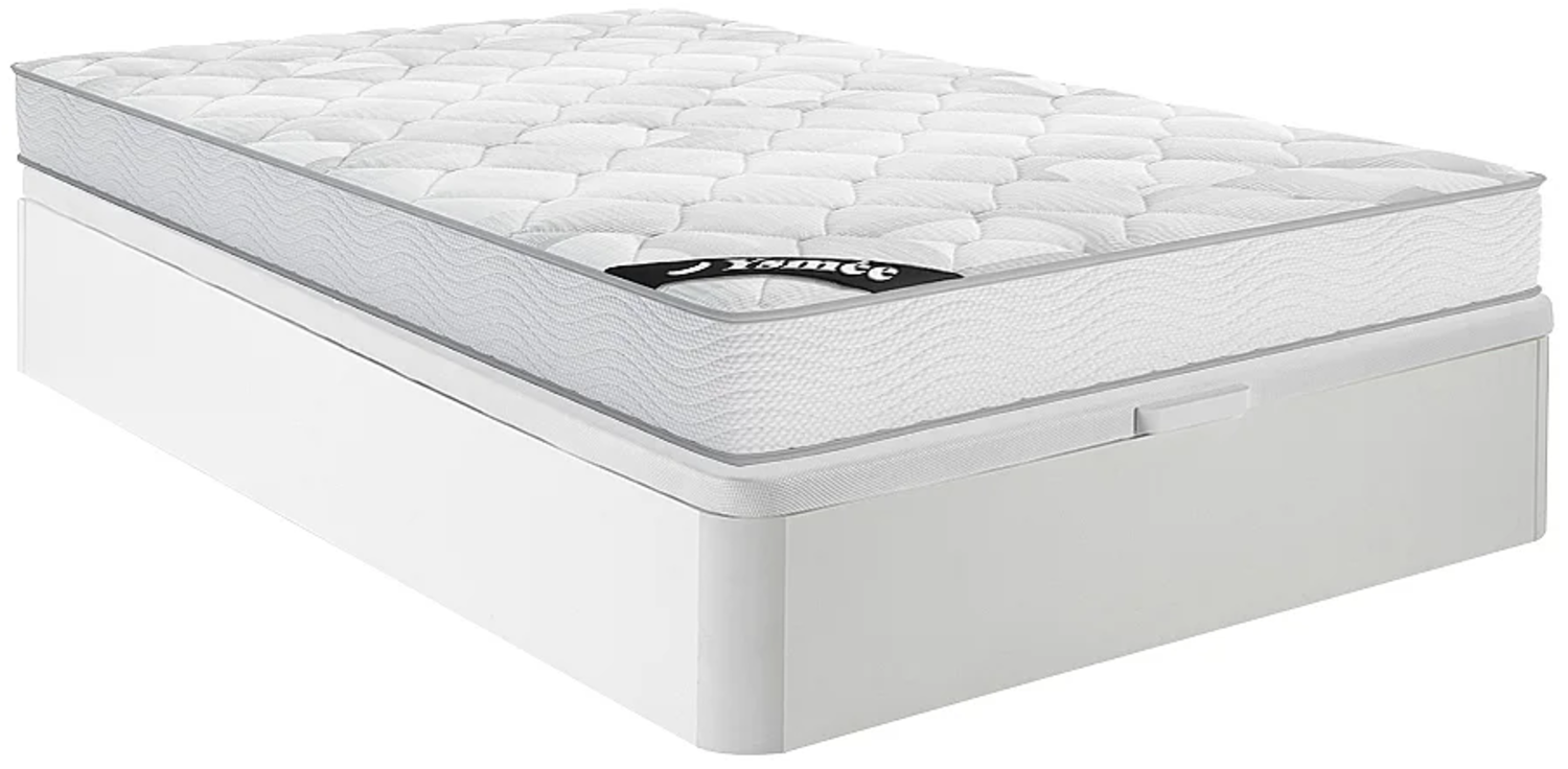 Vente-unique - Set aus Bettgestell mit Bettkasten + Taschenfederkernmatratze - 160 x 200 cm - Stärke 20 cm - Weiß - SONGE von YSMÉE Bild 1