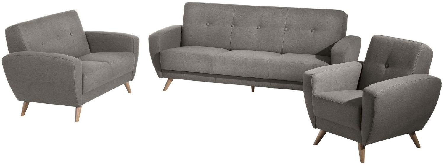 Sofa 3-Sitzer mit Bettfunktion Karen Bezug Samtvelours (mit Clean-Abo Ausrüstung) Buche natur / grau 21847 Bild 1