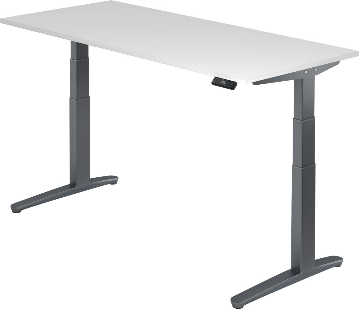 bümö elektrisch höhenverstellbarer Schreibtisch 180x80 cm mit Memory-Steuerung - Design Schreibtisch höhenverstellbar elektrisch, elektrischer Schreibtisch weiß, Gestell graphit, XBHM19-W-GG Bild 1