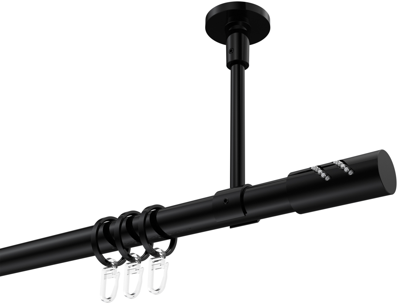 Gardinenstangen-Set Sonette Zoena 260 cm (geteilt in 2 x 130 cm), 1-läufig, 20 mm Ø Schwarz Bild 1