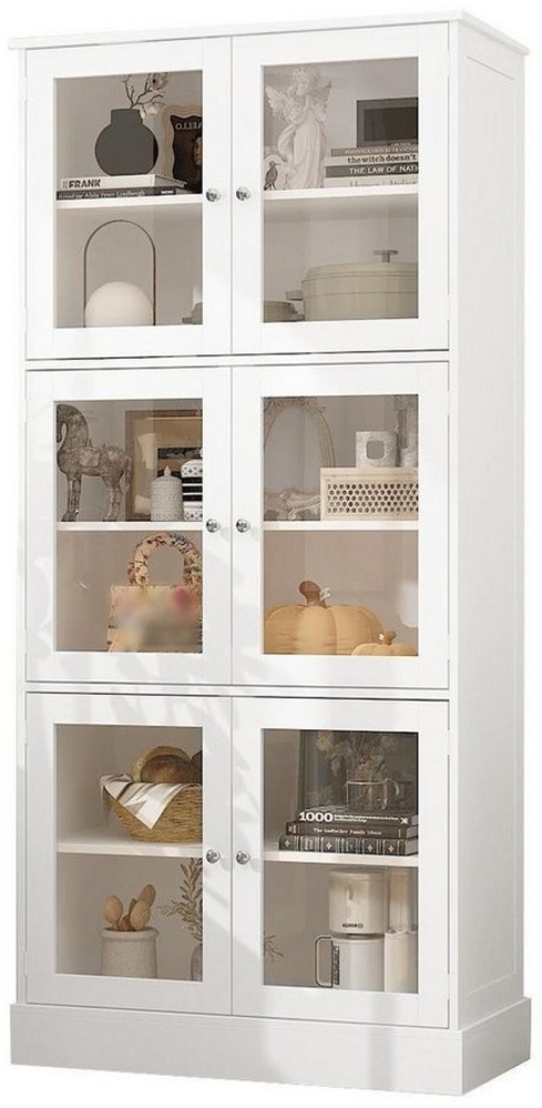 FUFU&GAGA Küchenbuffet 180*80*40cm, MDF+Glas, Weiß Bild 1