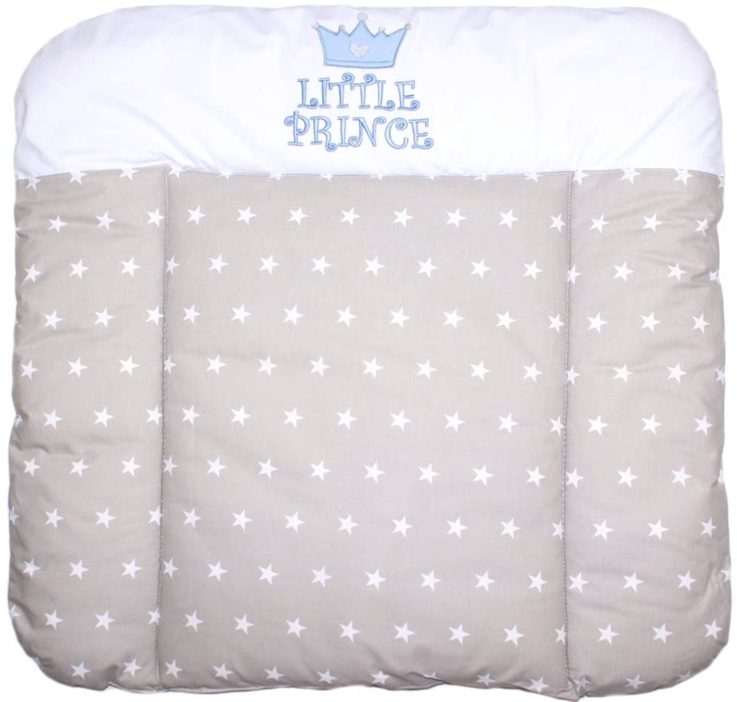 Wickelauflage mit Applikation -Prince Sternchen auf Grau - Wickeltischauflage Baby Auflage (70x70 cm) Bild 1