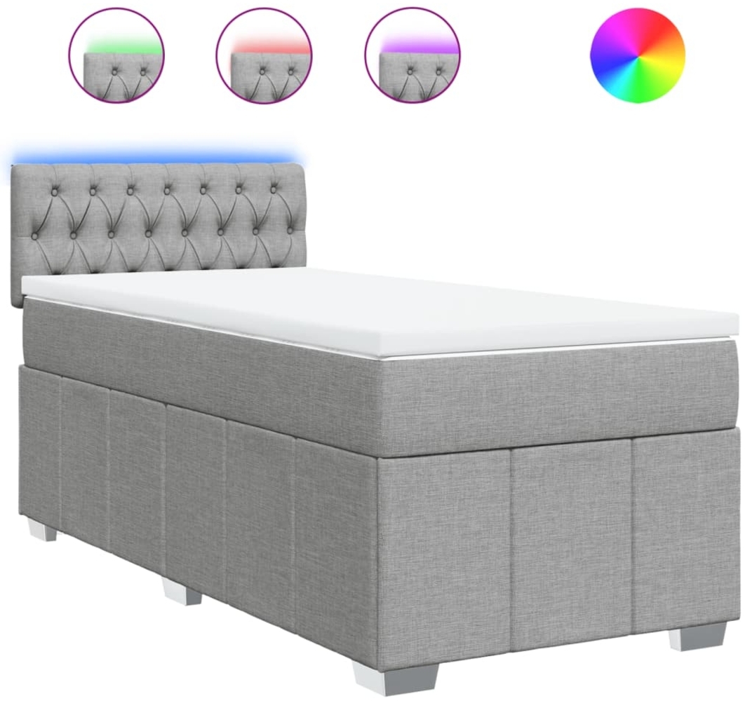 vidaXL Boxspringbett mit Matratze Hellgrau 80x200 cm Stoff 3289202 Bild 1