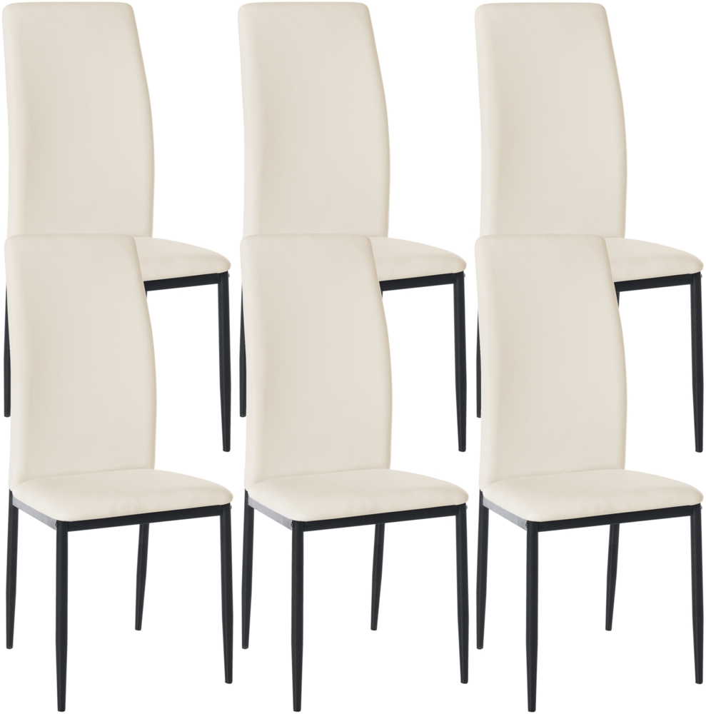 DELUKE® 6er Set Esszimmerstühle SAVINO Kunstleder - 99x41,5x40cm, creme, Kunstleder Metall Gestell Stühle Esszimmerstühle Stuhl Esszimmer Esstisch Stühle Küchenstuhl Bild 1