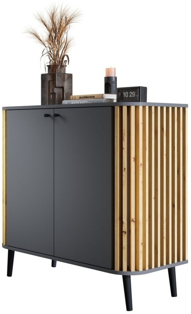 Newroom Sideboard Zak, Grau Sideboard Modern Wandpaneel Elegant Highboard Anrichte Wohnzimmer Bild 1