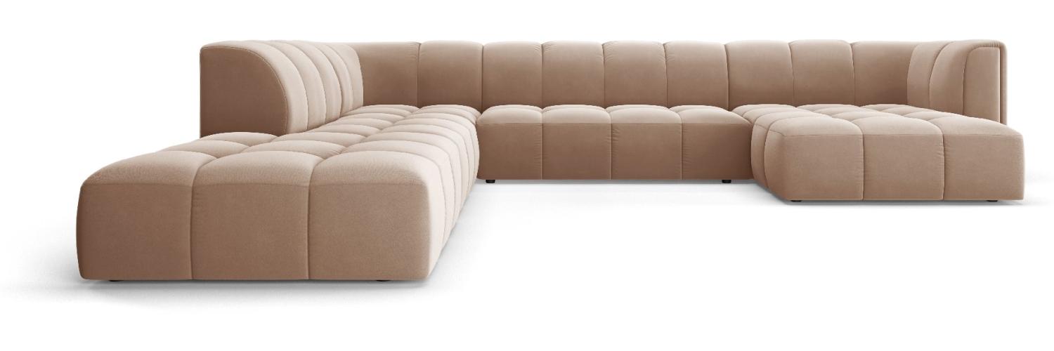 Micadoni Modulares Panorama Ecksofa Serena 7-Sitzer Samtstoff, Beige, Links Bild 1