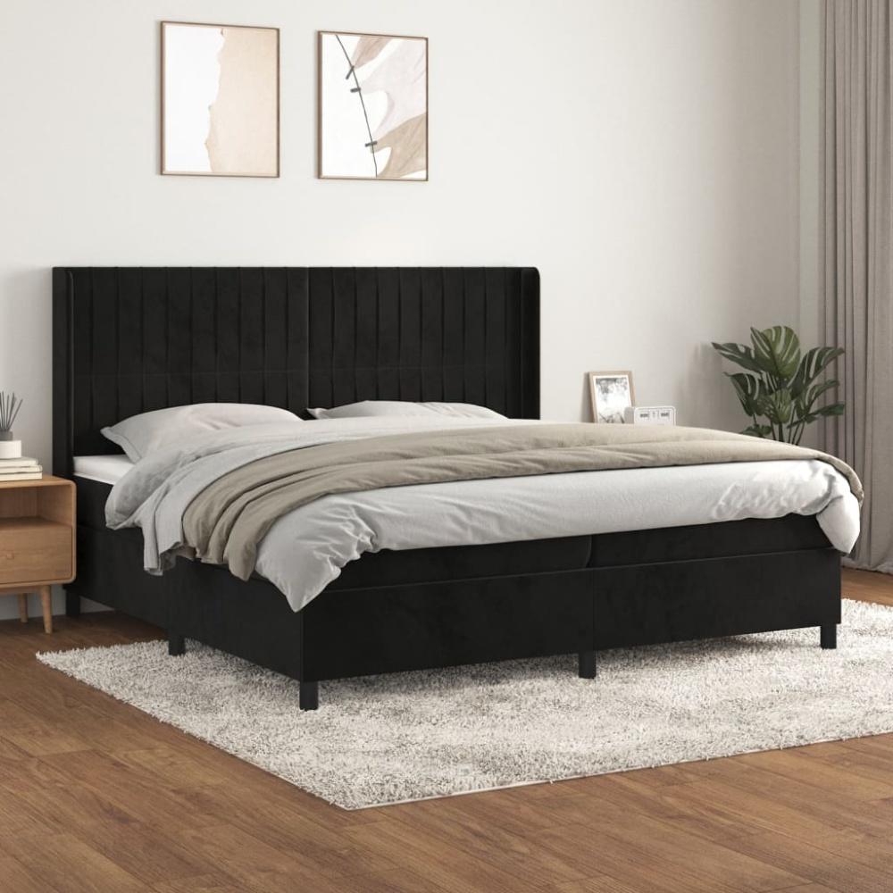 vidaXL Boxspringbett mit Matratze Schwarz 200x200 cm Samt Bild 1