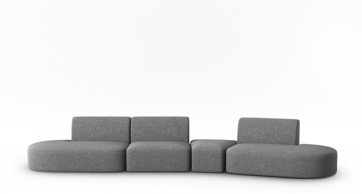 Micadoni Modulares Sofa Shane 6-Sitzer Rechts Chenille Dunkelgrau Melange Bild 1