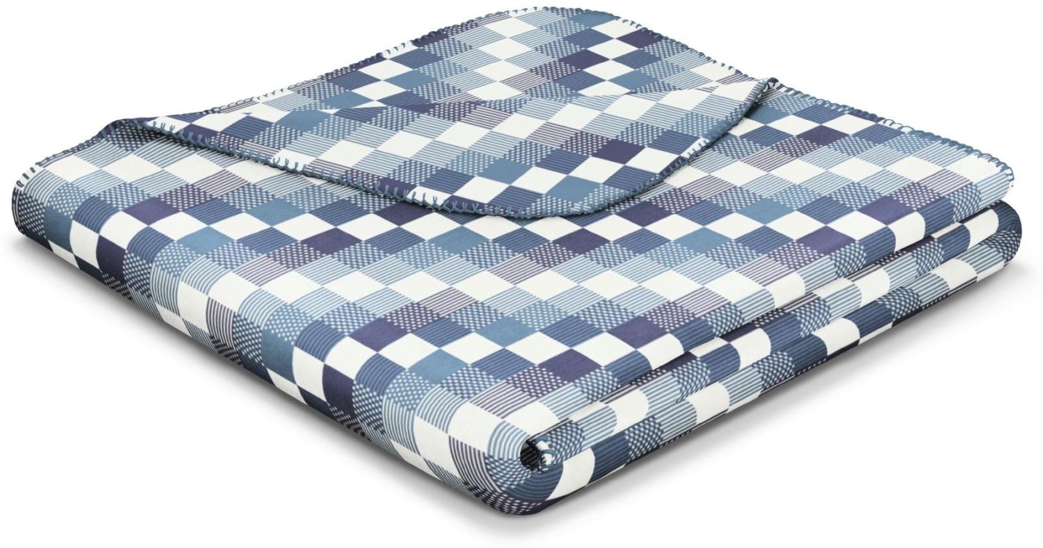 Biederlack Wohndecke Kuscheldecke 150x200 Stairway Karo kariert blau weiß 807601 Bild 1