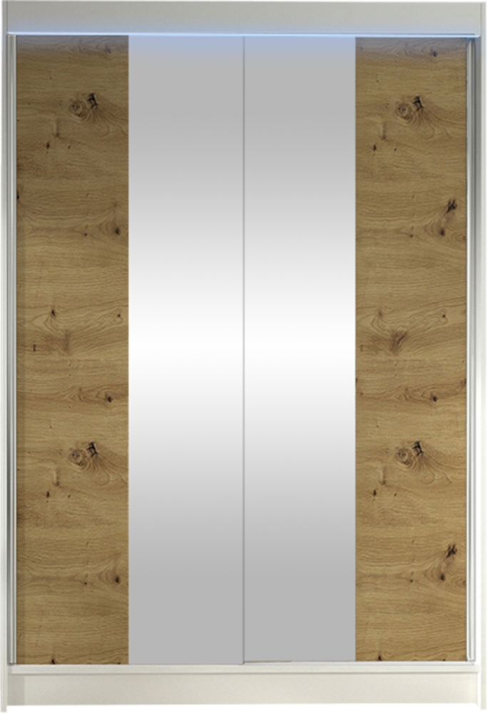 Kleiderschrank Lino II, mit RGB LED Beleuchtung, Farbe: Weiß / Artisan Eiche Bild 1