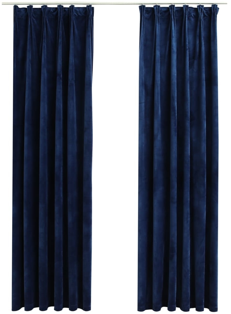 vidaXL Verdunkelungsvorhänge Haken 2 Stk. Samt Dunkelblau 140x245cm 134534 Bild 1