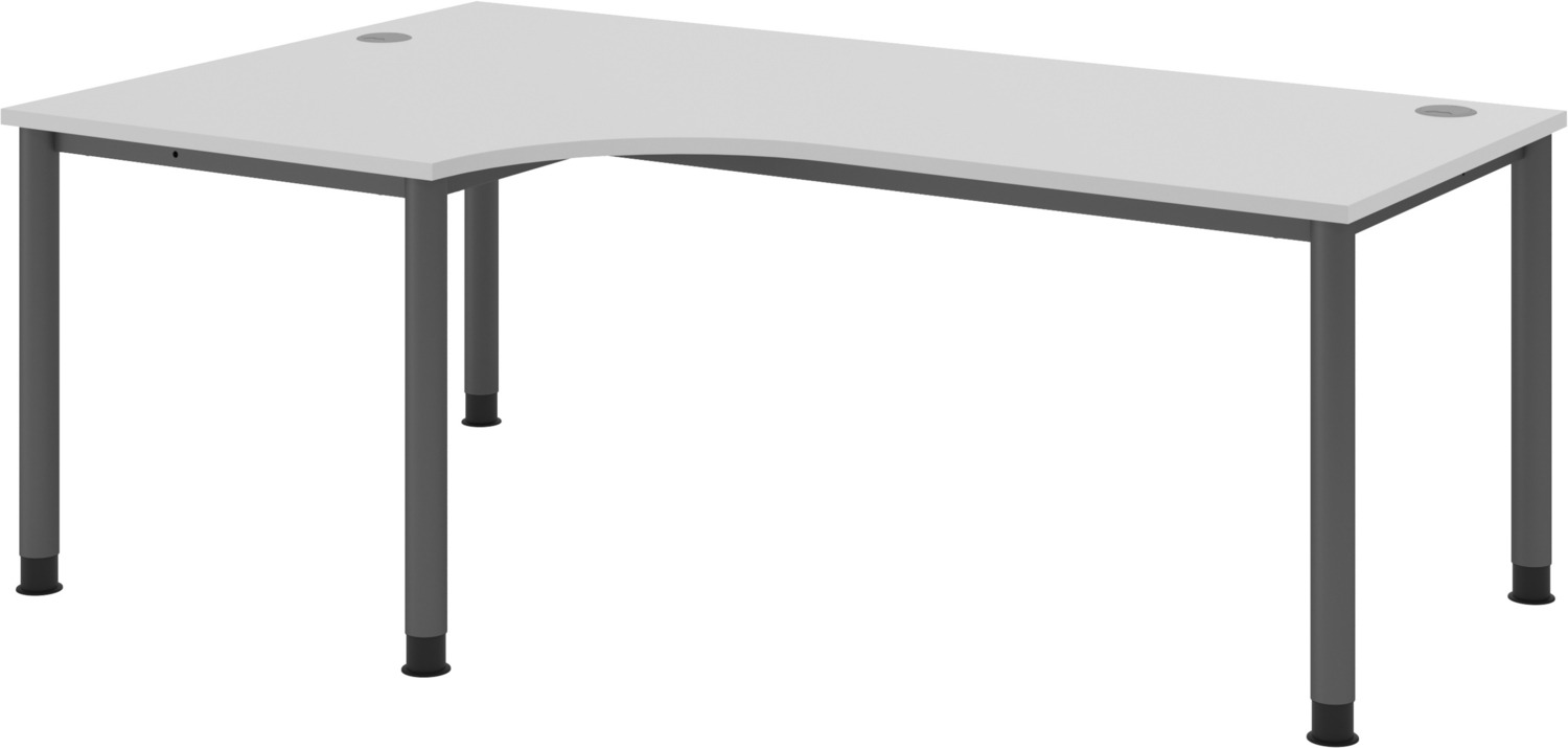 bümö höhenverstellbarer Eckschreibtisch H-Serie 200x120 cm in grau, Gestell in Graphit - PC Tisch für's Büro manuell höhenverstellbar, Computertisch L-Form verstellbar, HS-82-5-G Bild 1