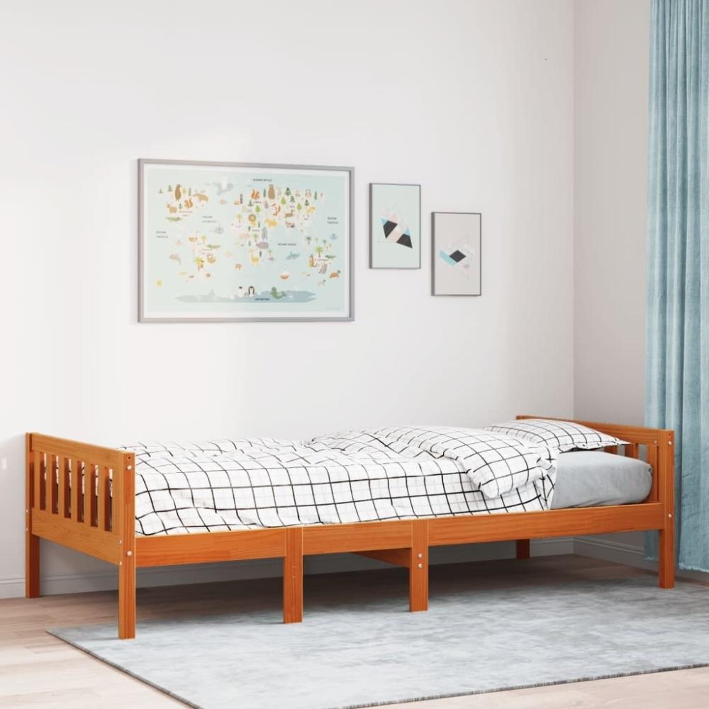 vidaXL Kinderbett ohne Matratze Wachsbraun 75x190 cm Massivholz Kiefer 855035 Bild 1