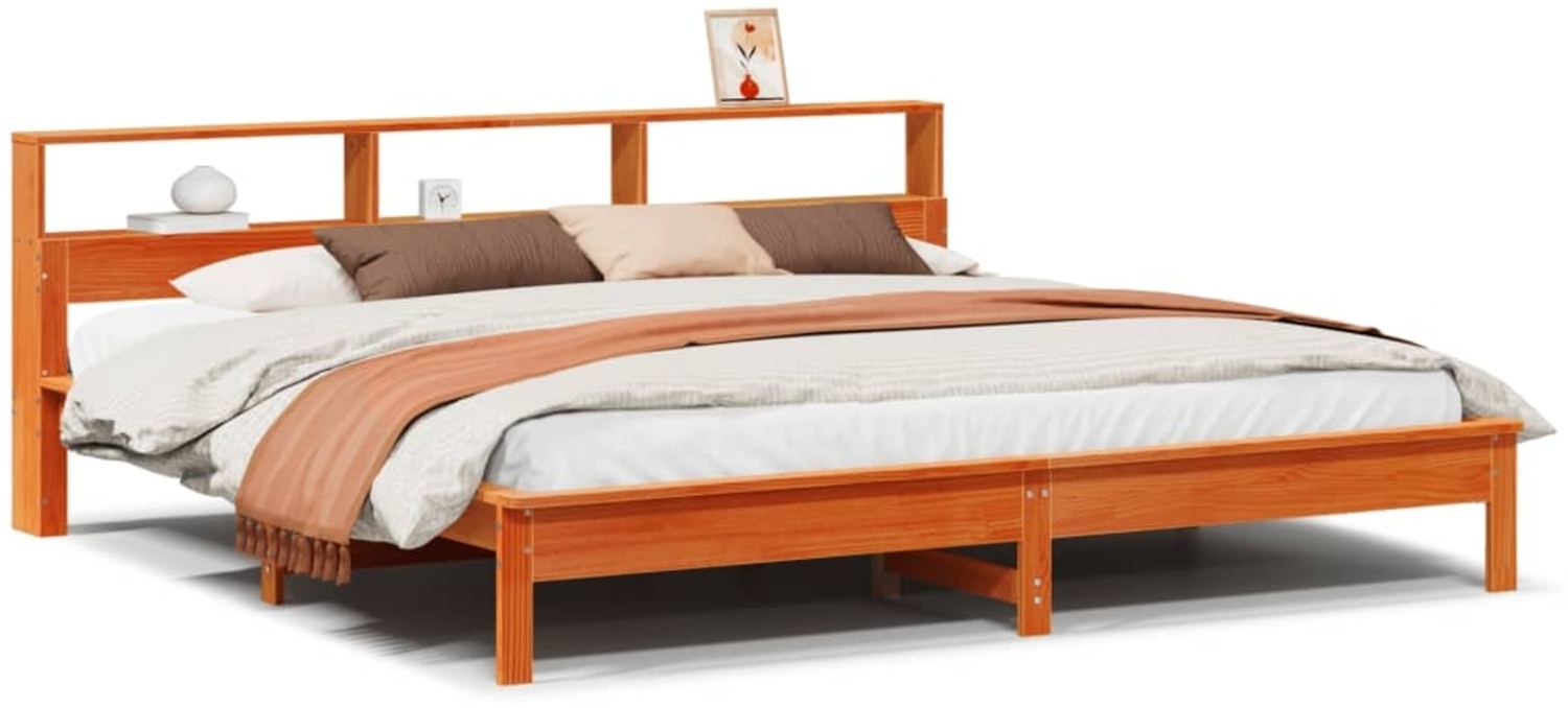 vidaXL Massivholzbett ohne Matratze Wachsbraun 180x200 Kiefernholz 3309730 Bild 1