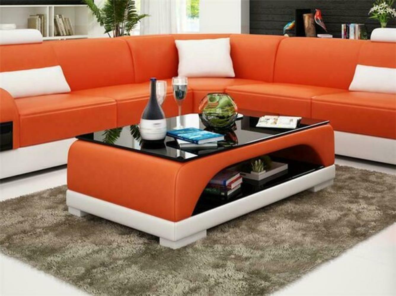 Ledertisch Couchtisch Glastisch Sofa Beistell Moderner Tisch Gepolsterte Bild 1