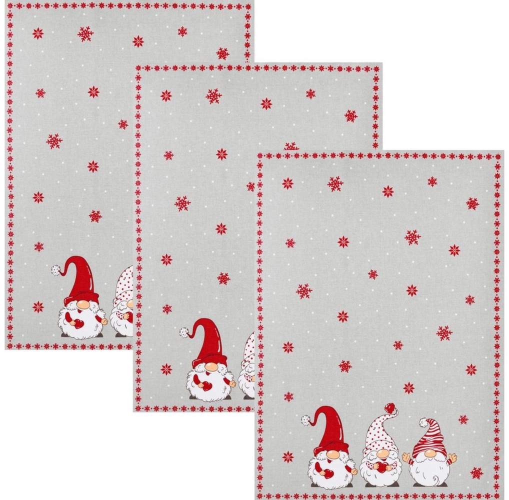 Kracht Geschirrtuch Geschirrtuch "Winterwichtel" 3er-Pack, Halbleinen Motiv Bild 1