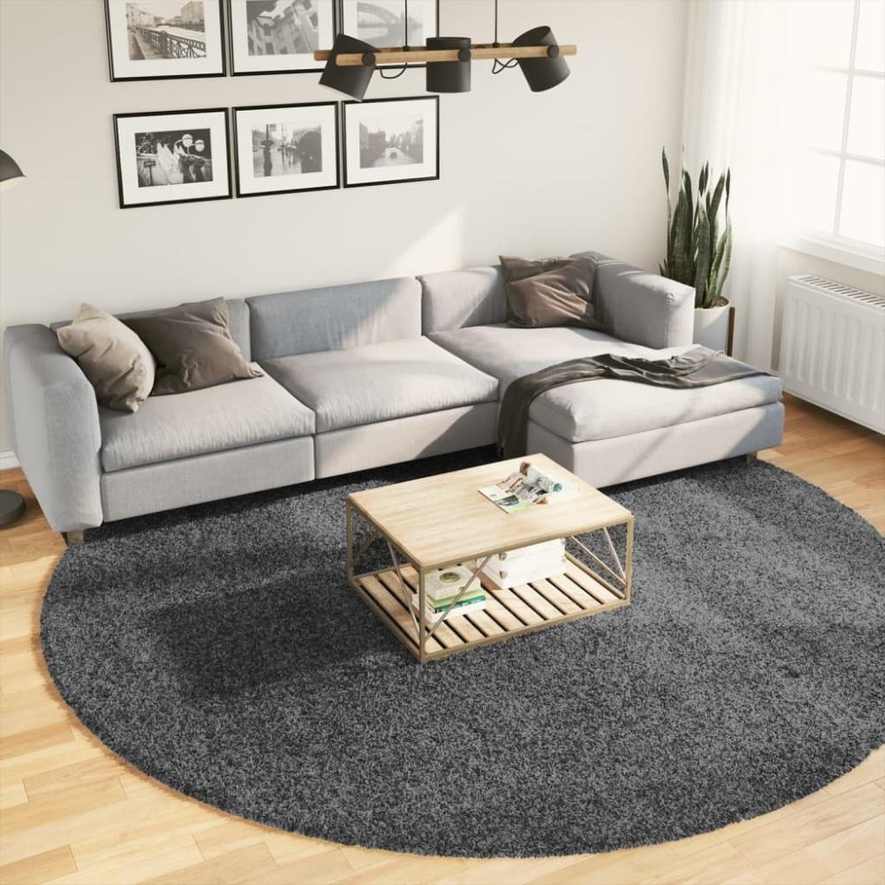 vidaXL Teppich OVIEDO Kurzflor Anthrazit Ø 280 cm 375483 Bild 1